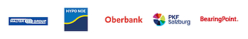 Logos (v. l. n. r.): Walter Group, HYPO NÖ, Oberbank, PKF Salzburg, BearingPoint