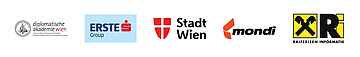 [Translate to Englisch:] Logos (v. l. n. r.): Diplomatische Akademie, Erste Group, Stadt Wien, Mondi, Raiffeisen Informatik